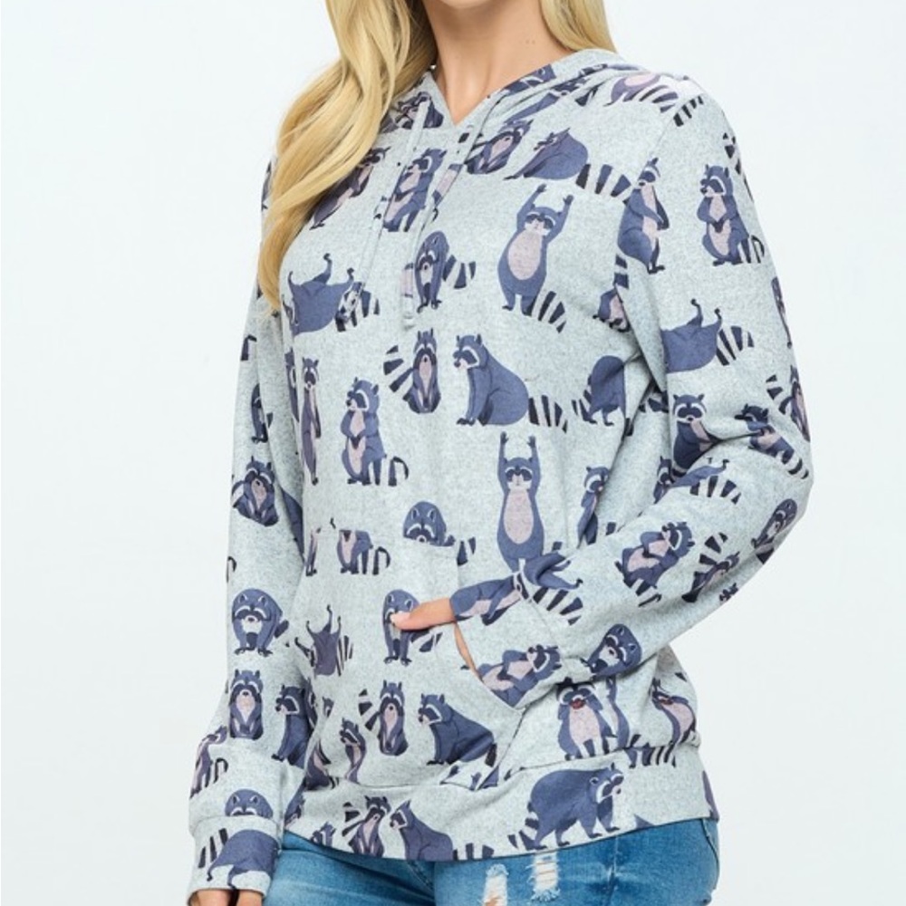 Raccoon Print Hoodie - Picture 3 of 5